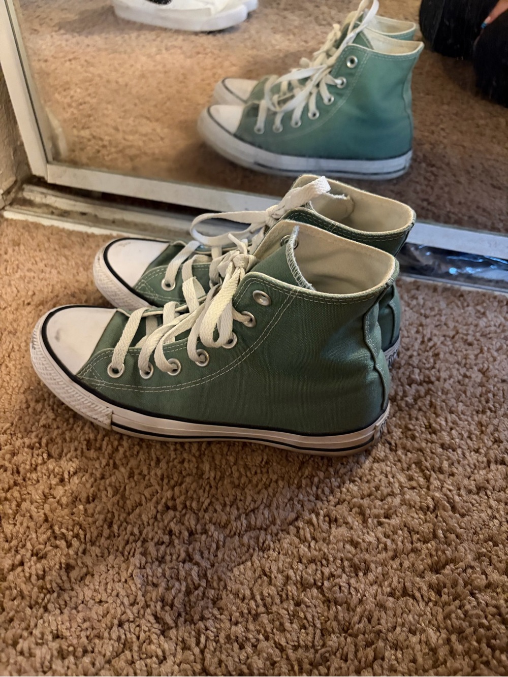 Converse Kids High-Top Canvas Sneakers in Mint Green with White Accents